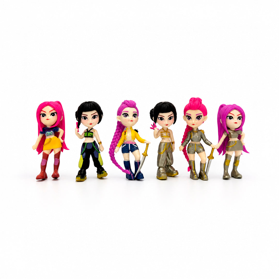 Set x6 Figuras Guerreras KPop Demon Hunters Plástico PVC 9 cm