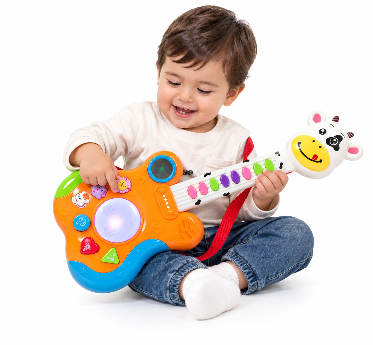 Guitarra Infantil Interactiva León o Vaca con Luces y Sonido
