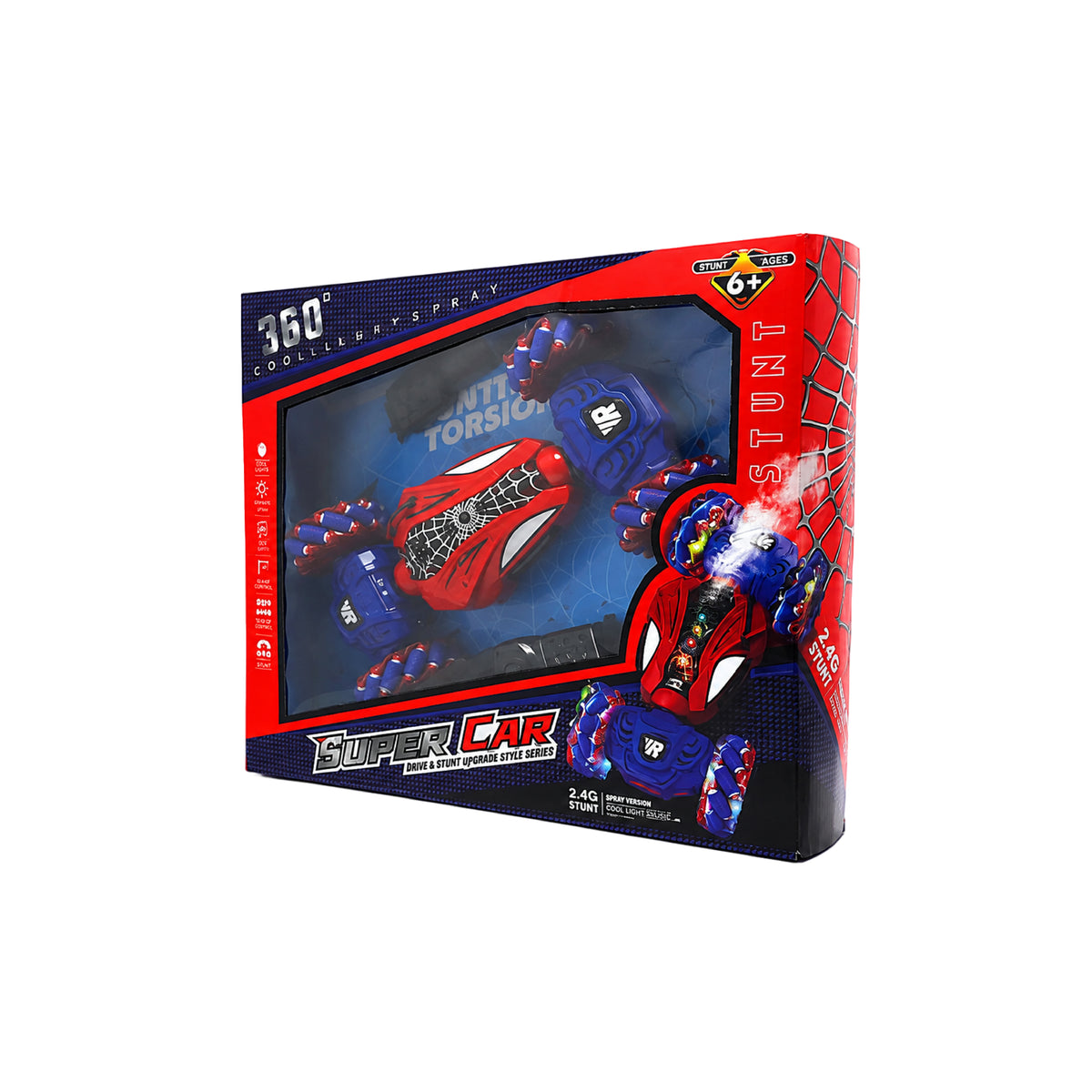 Carro Spiderman Control Remoto con Humo, Luces y Sonido