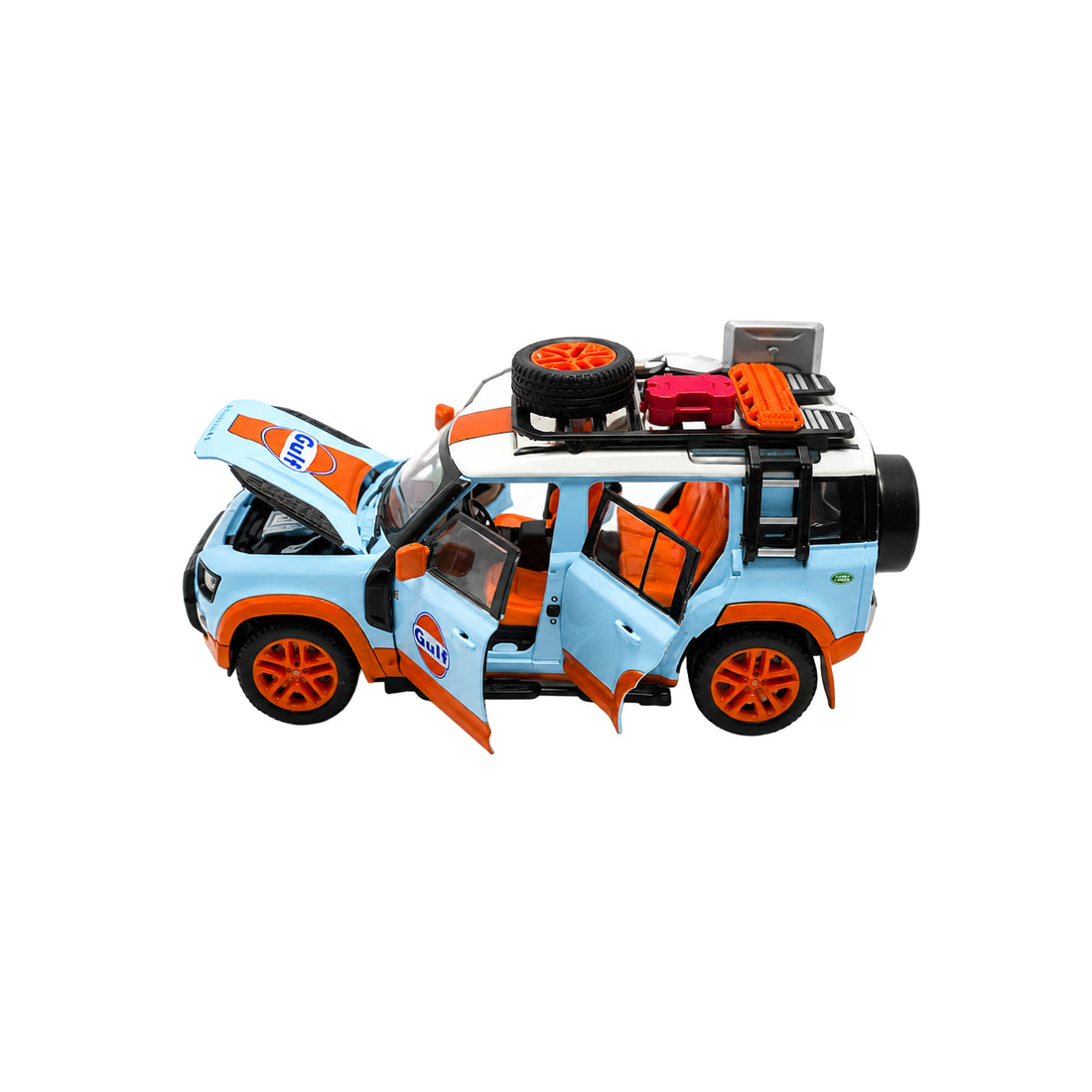 Camioneta Land Rover Defender 110 Gulf Oil Escala 1:24 Coleccionable