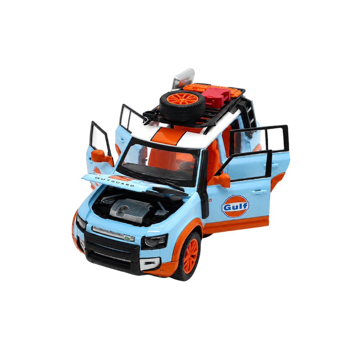 Camioneta Land Rover Defender 110 Gulf Oil Escala 1:24 Coleccionable