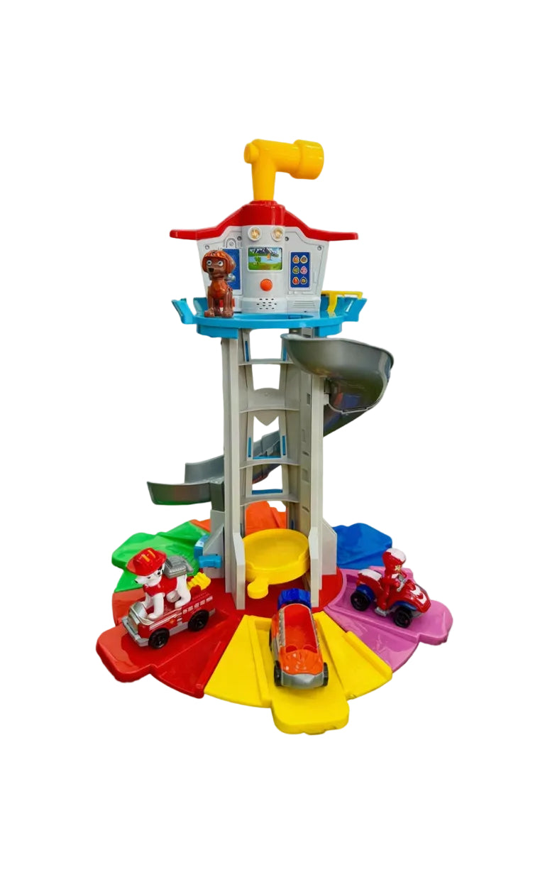 Torre de Control Paw Patrol con Lanzador de Carros y Ascensor Manual