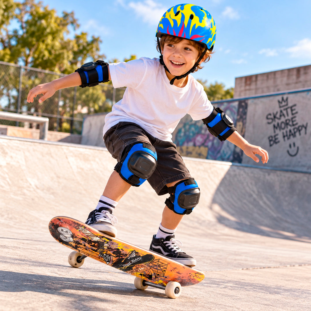 Patineta Skateboard Infantil con Casco y Protecciones 83 cm