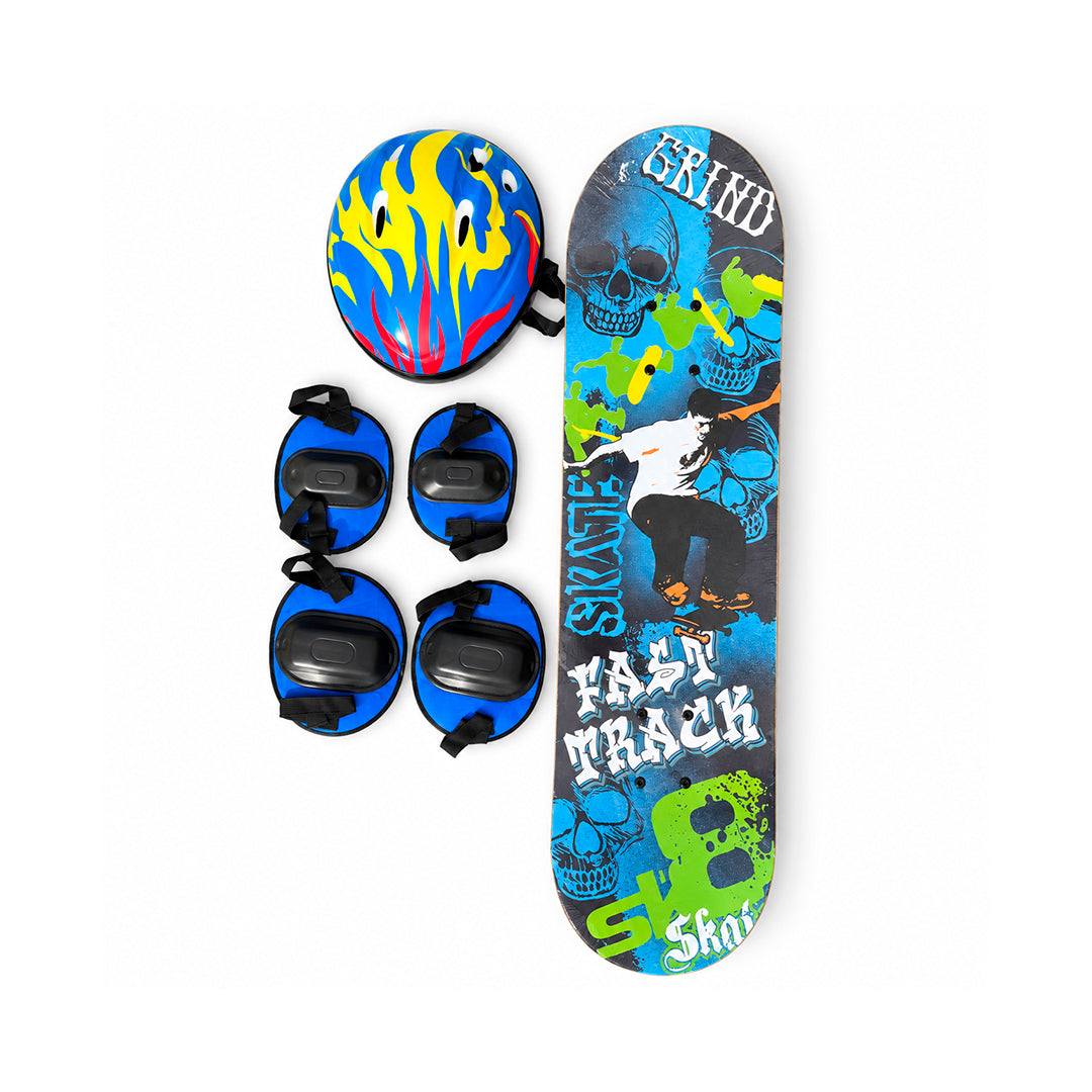 Patineta Skateboard Infantil con Casco y Protecciones 83 cm