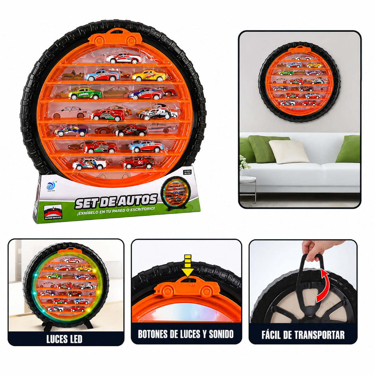 Organizador / Repisa tipo Rueda para carritos con Luces y Sonidos