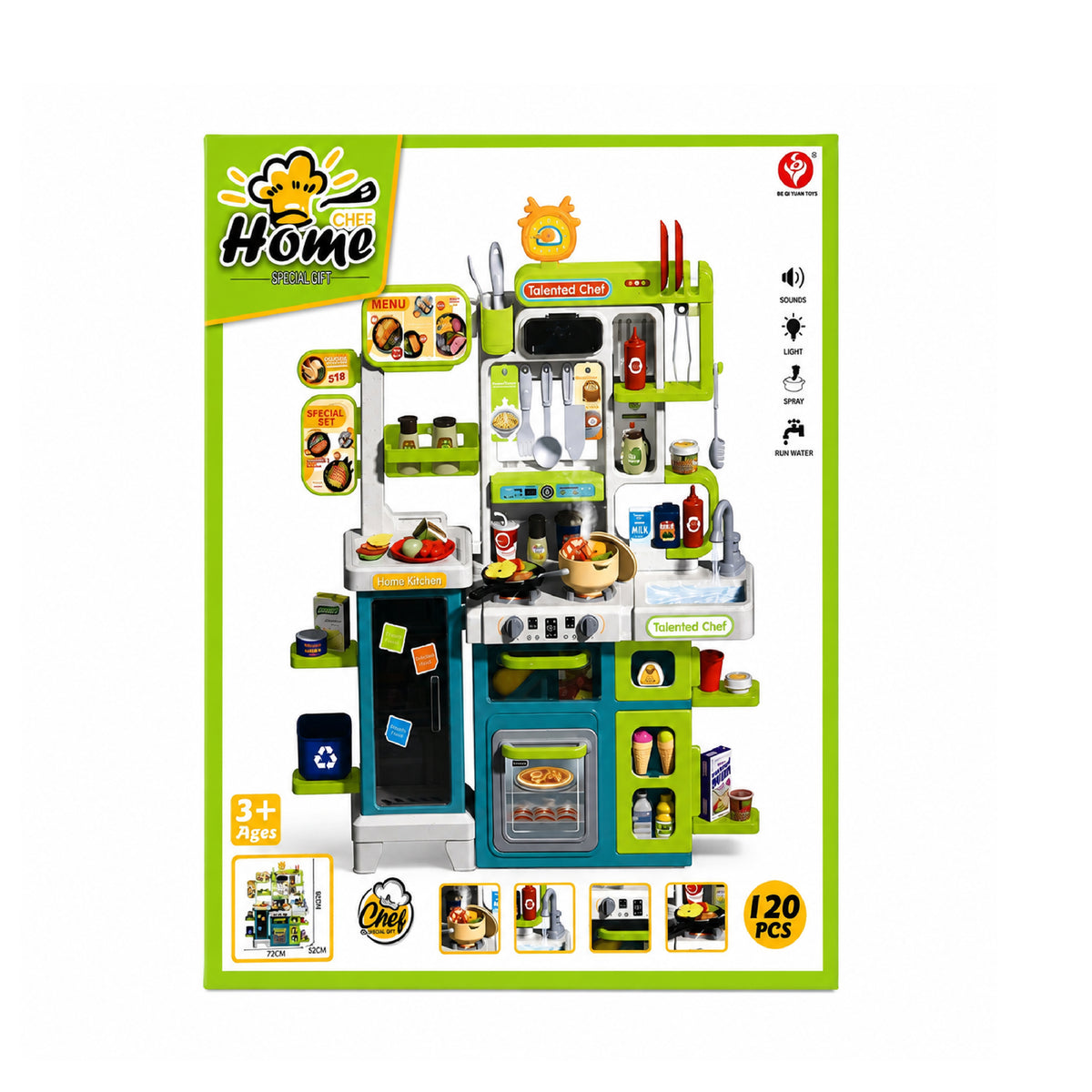 Cocina Chef Home 120 Piezas Verde con Luces y Sonidos