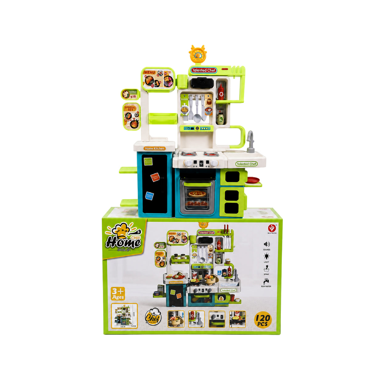 Cocina Chef Home 120 Piezas Verde con Luces y Sonidos