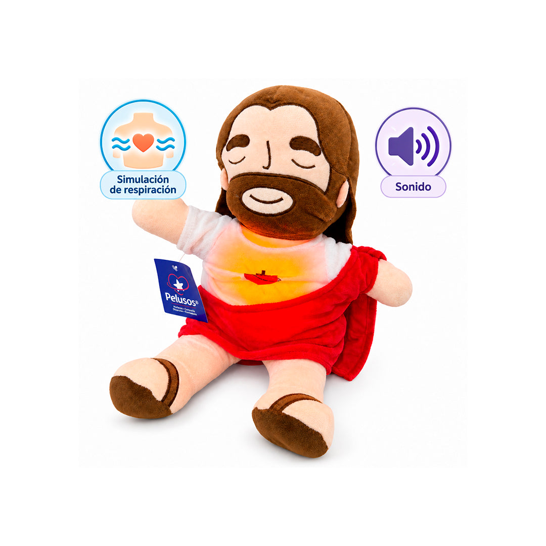 Peluche de Jesús con Respiración, Luz y Sonido 33 CM