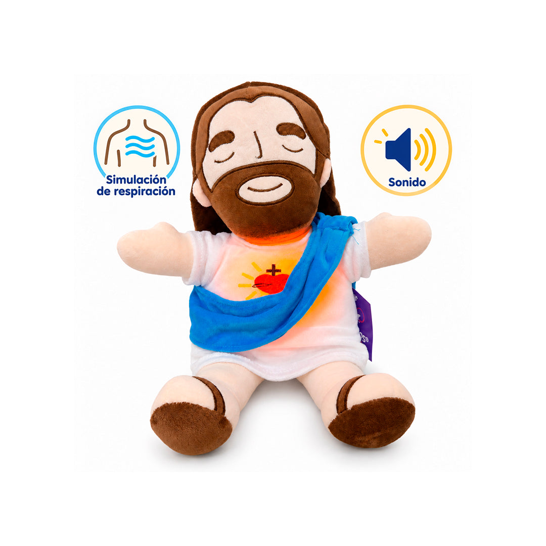 Peluche de Jesús con Respiración, Luz y Sonido 33 CM