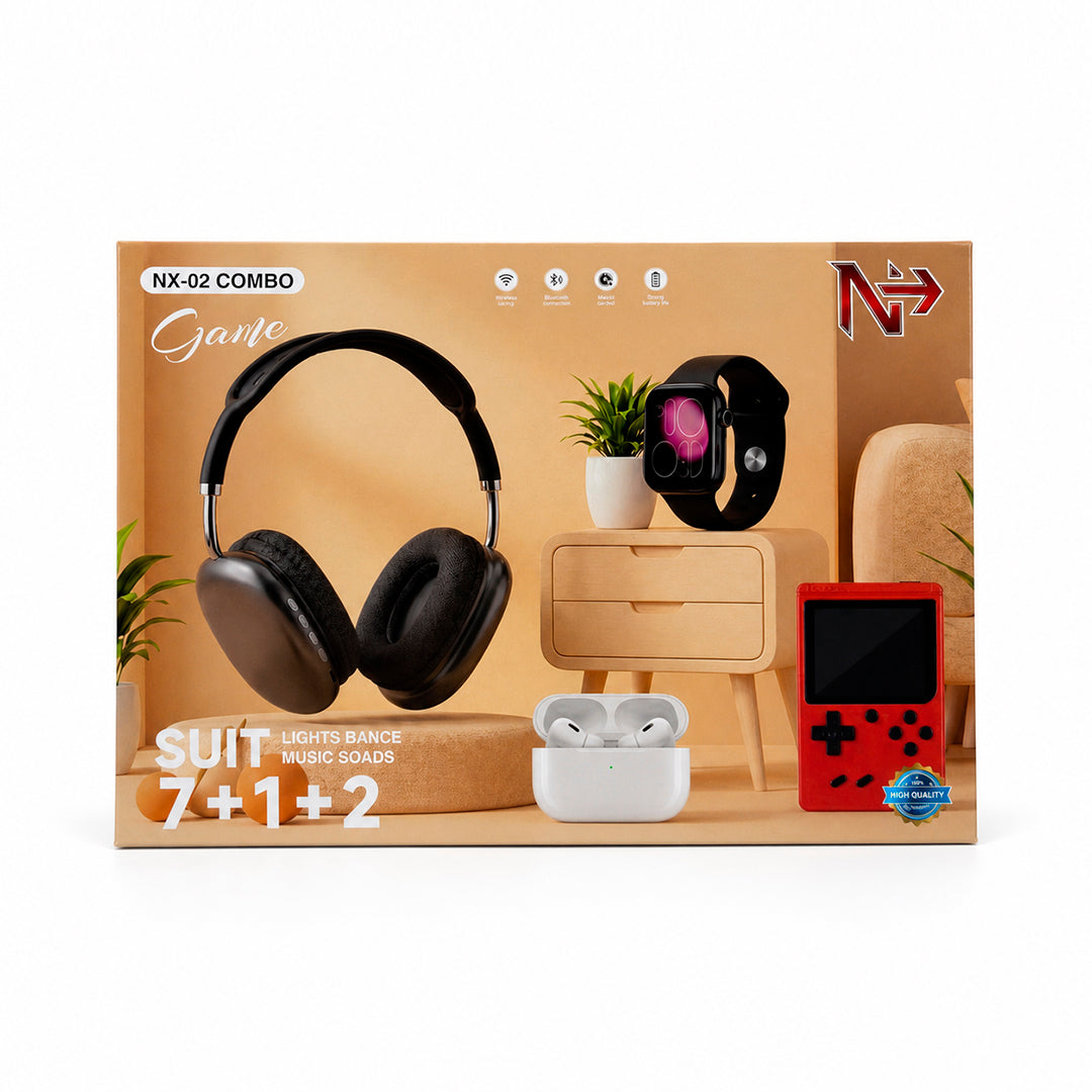 Combo Diadema Bluetooth + Consola Nintendo SUP + Earpods + Reloj Inteligente NX-02