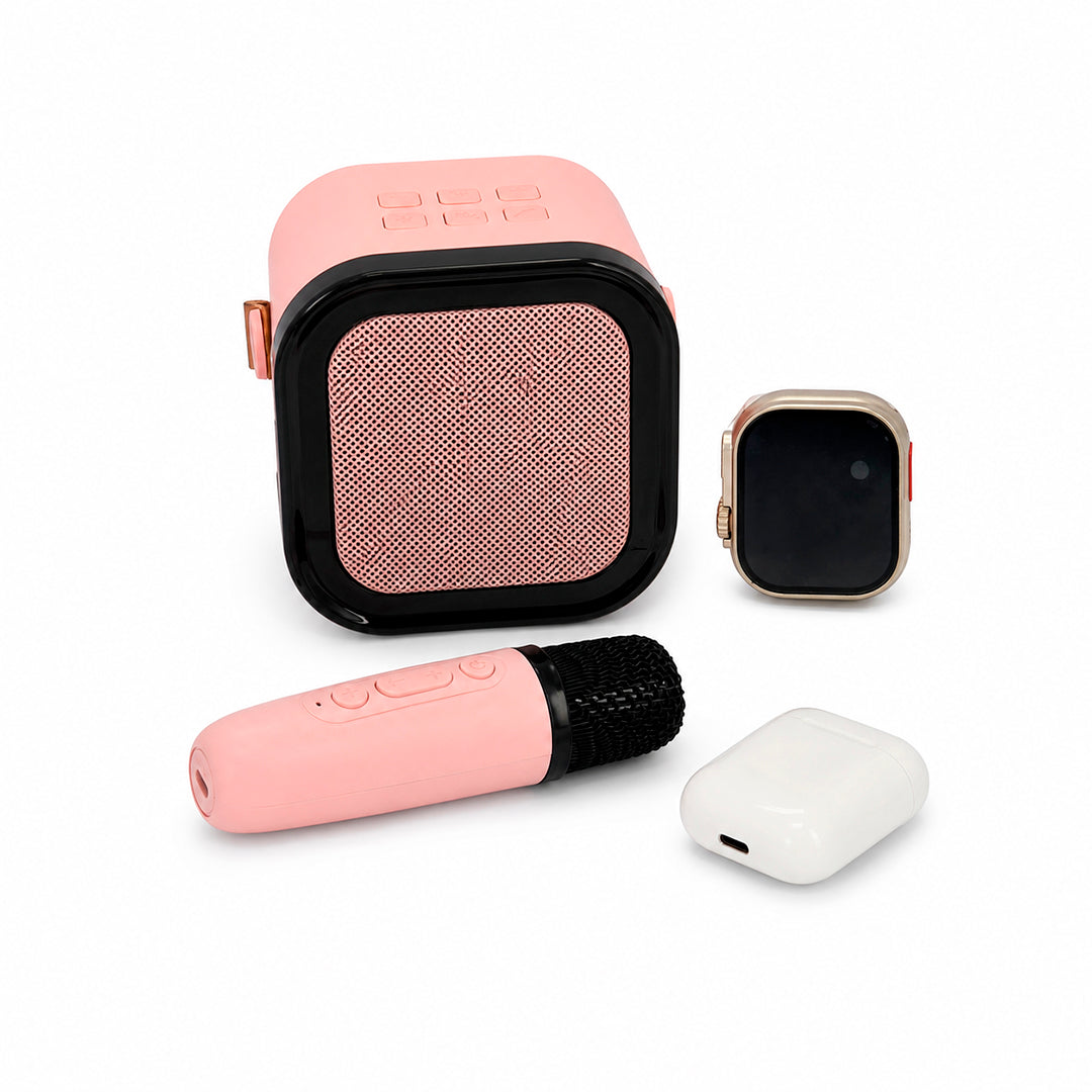 Combo Parlante + Micrófono + Earpods + Reloj Inteligente NX-40