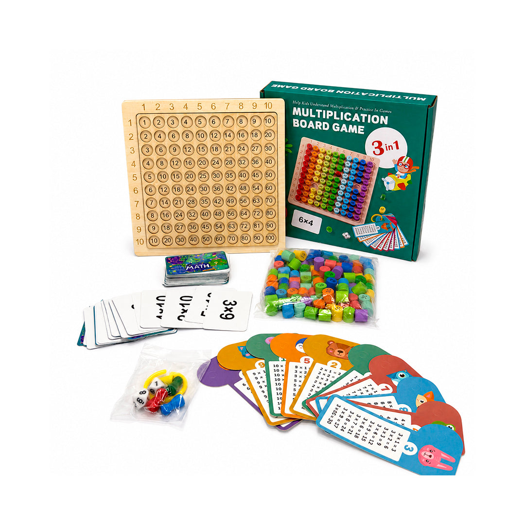 Juego de Tablas de Multiplicar 3 en 1 de Madera Montessori