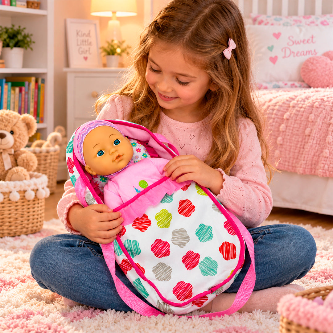 Bebé con Cargador 33 cm con Sonidos y Bolso