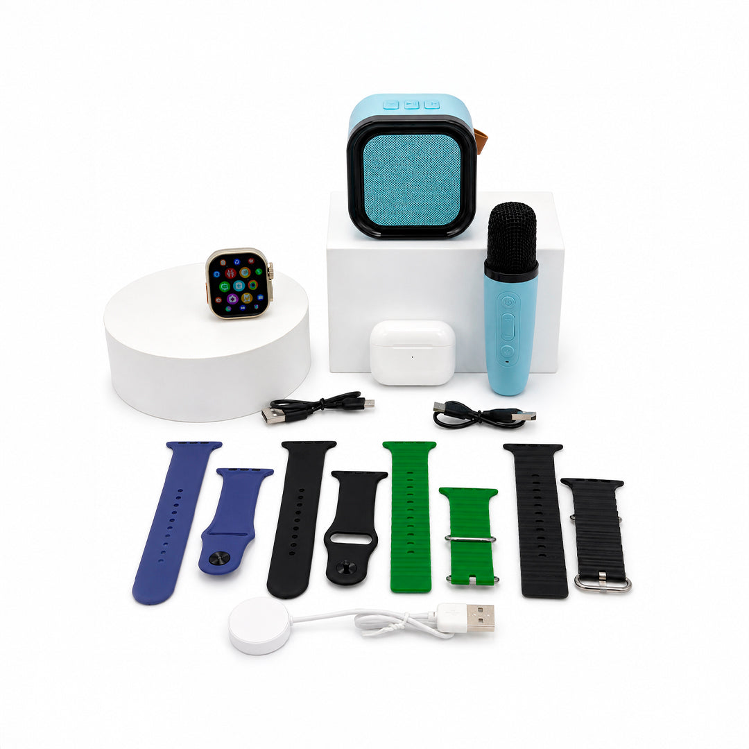 Combo Parlante + Micrófono + Earpods + Reloj Inteligente NX-40