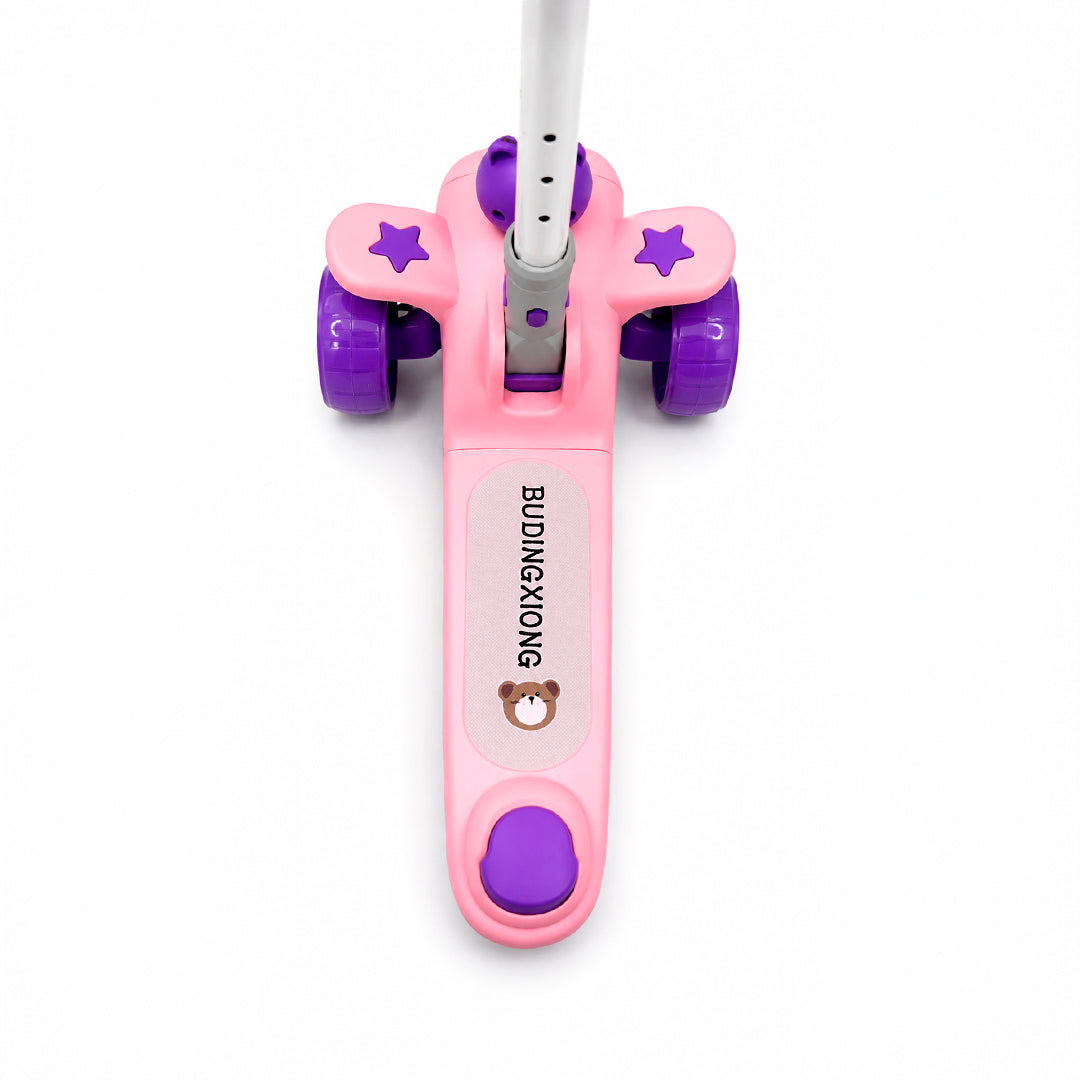 Patineta Infantil Oso BX-688 con Luces, Sonido y Manubrio Ajustable