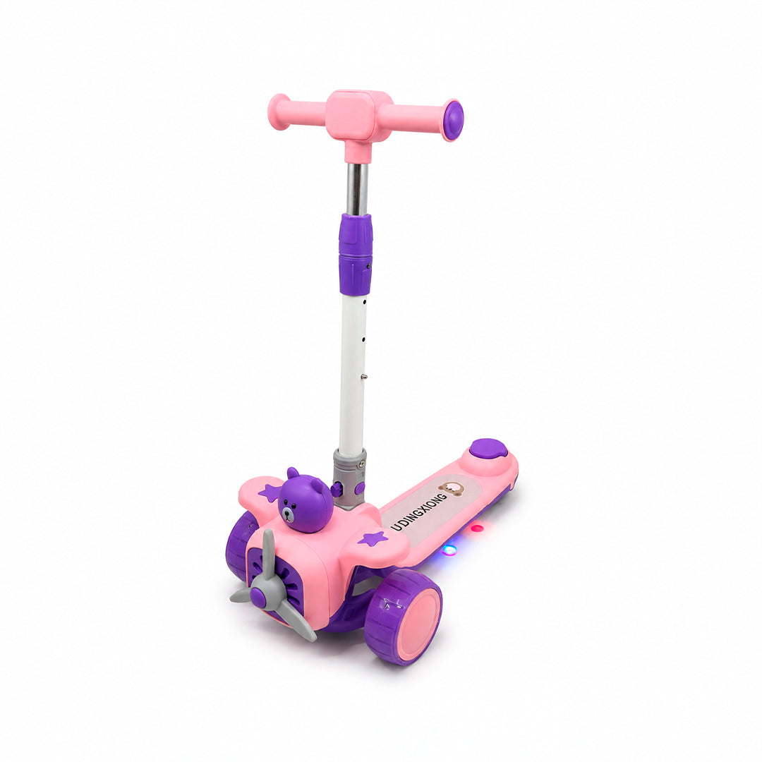 Patineta Infantil Oso BX-688 con Luces, Sonido y Manubrio Ajustable