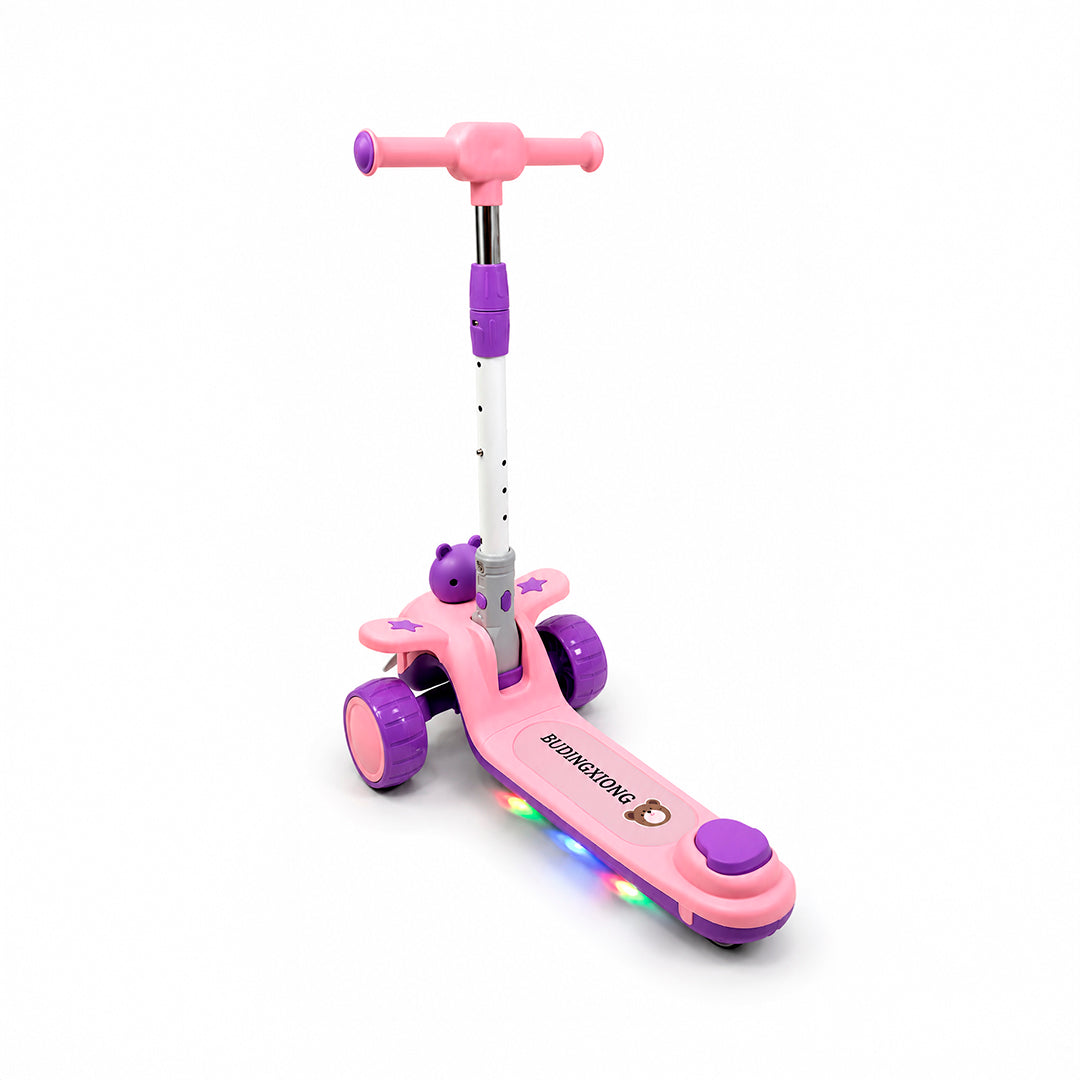 Patineta Infantil Oso BX-688 con Luces, Sonido y Manubrio Ajustable