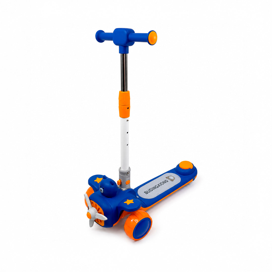 Patineta Infantil Oso BX-688 con Luces, Sonido y Manubrio Ajustable