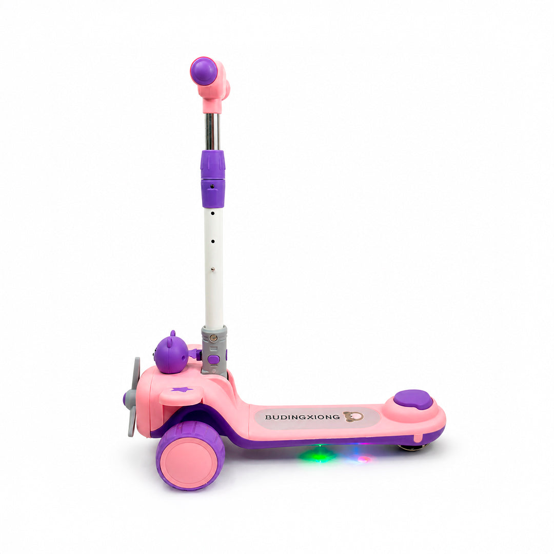 Patineta Infantil Oso BX-688 con Luces, Sonido y Manubrio Ajustable