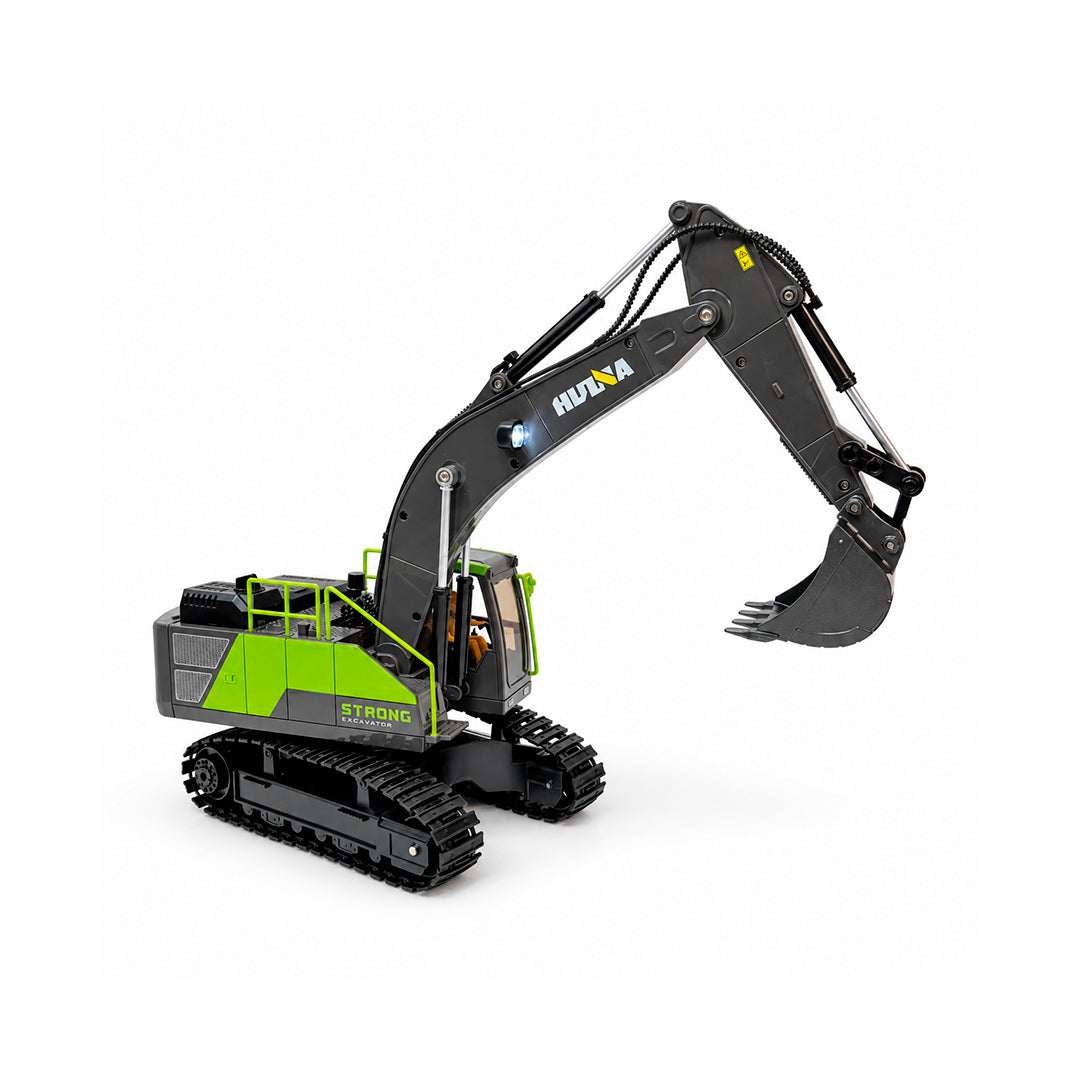 Excavadora Huina 1661 a Control Remoto Escala 1:18 con Luces y Efecto de Humo