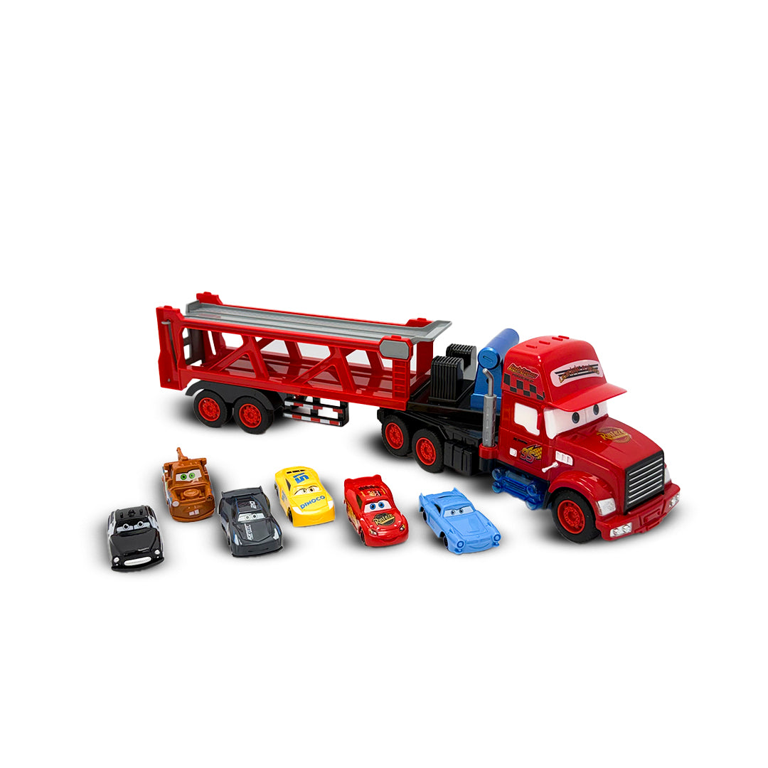 Mula Niñera Cars Control Remoto con 6 Carros de Carreras y Luces
