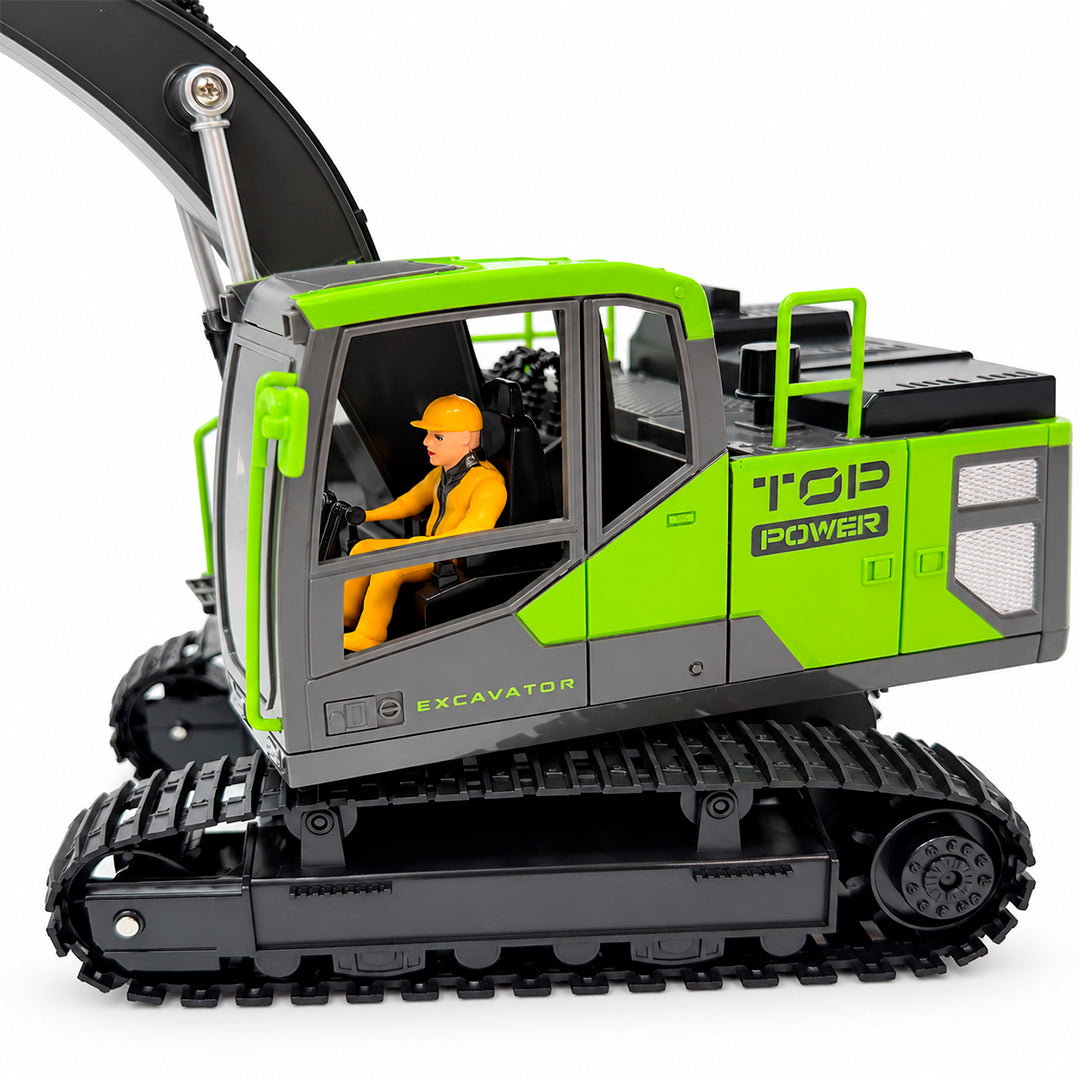 Excavadora Huina 1661 a Control Remoto Escala 1:18 con Luces y Efecto de Humo
