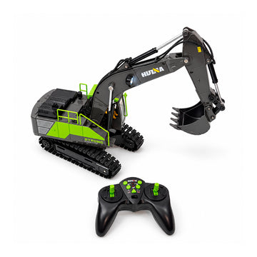 Excavadora Huina 1661 a Control Remoto Escala 1:18 con Luces y Efecto de Humo
