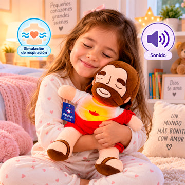 Peluche de Jesús con Respiración, Luz y Sonido 33 CM