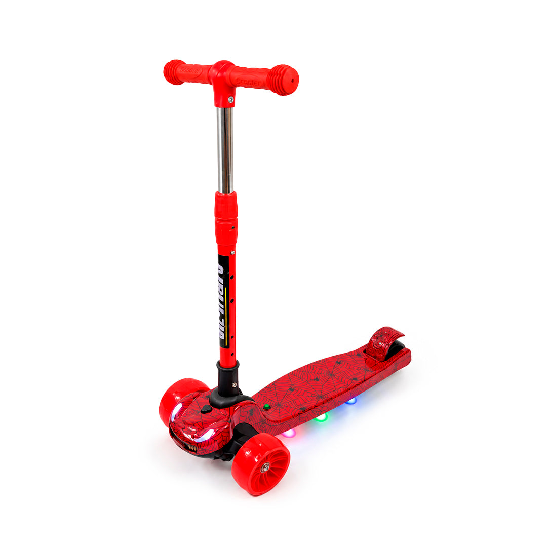 Patineta Spiderman 3 Ruedas con Luces y Sonido - Negro y Roja