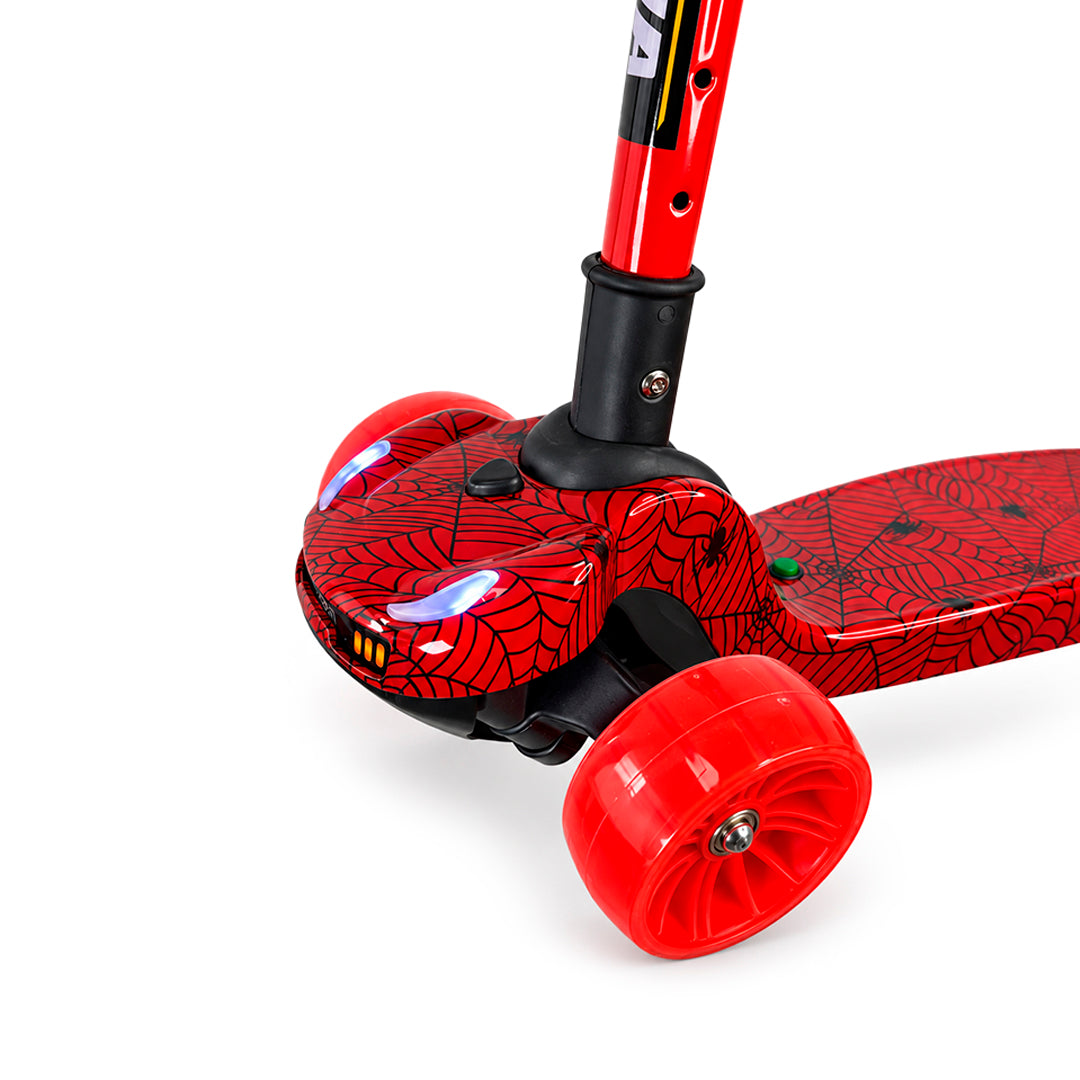 Patineta Spiderman 3 Ruedas con Luces y Sonido - Negro y Roja