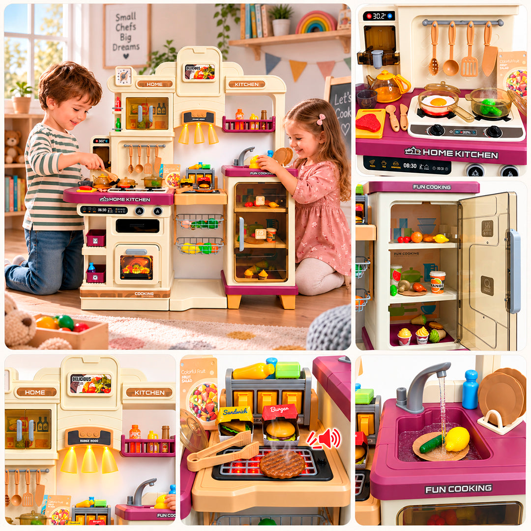 Mega Cocina Infantil 93 Pcs con Parrilla, Luces y Sonidos