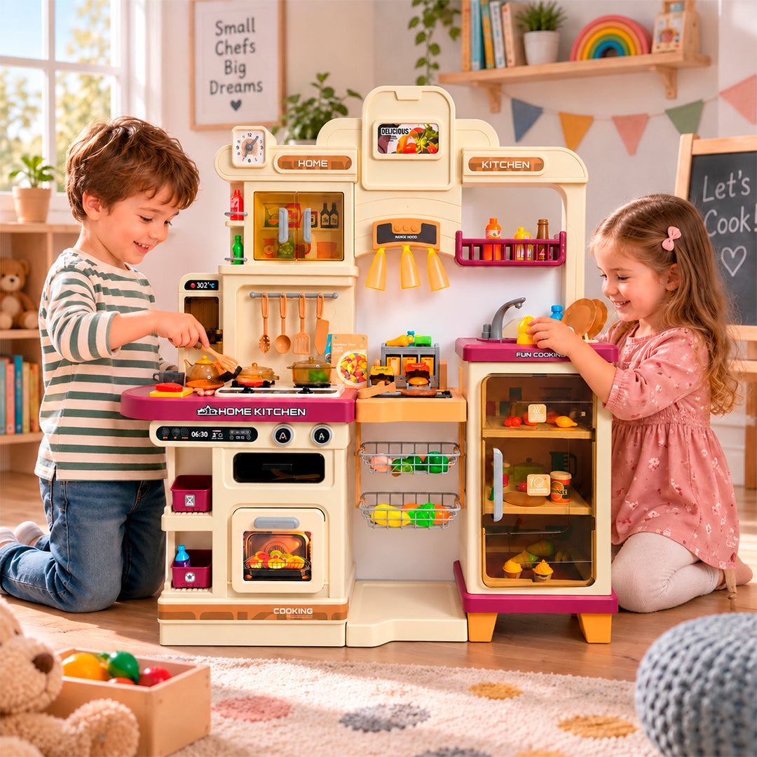 Mega Cocina Infantil 93 Pcs con Parrilla, Luces y Sonidos