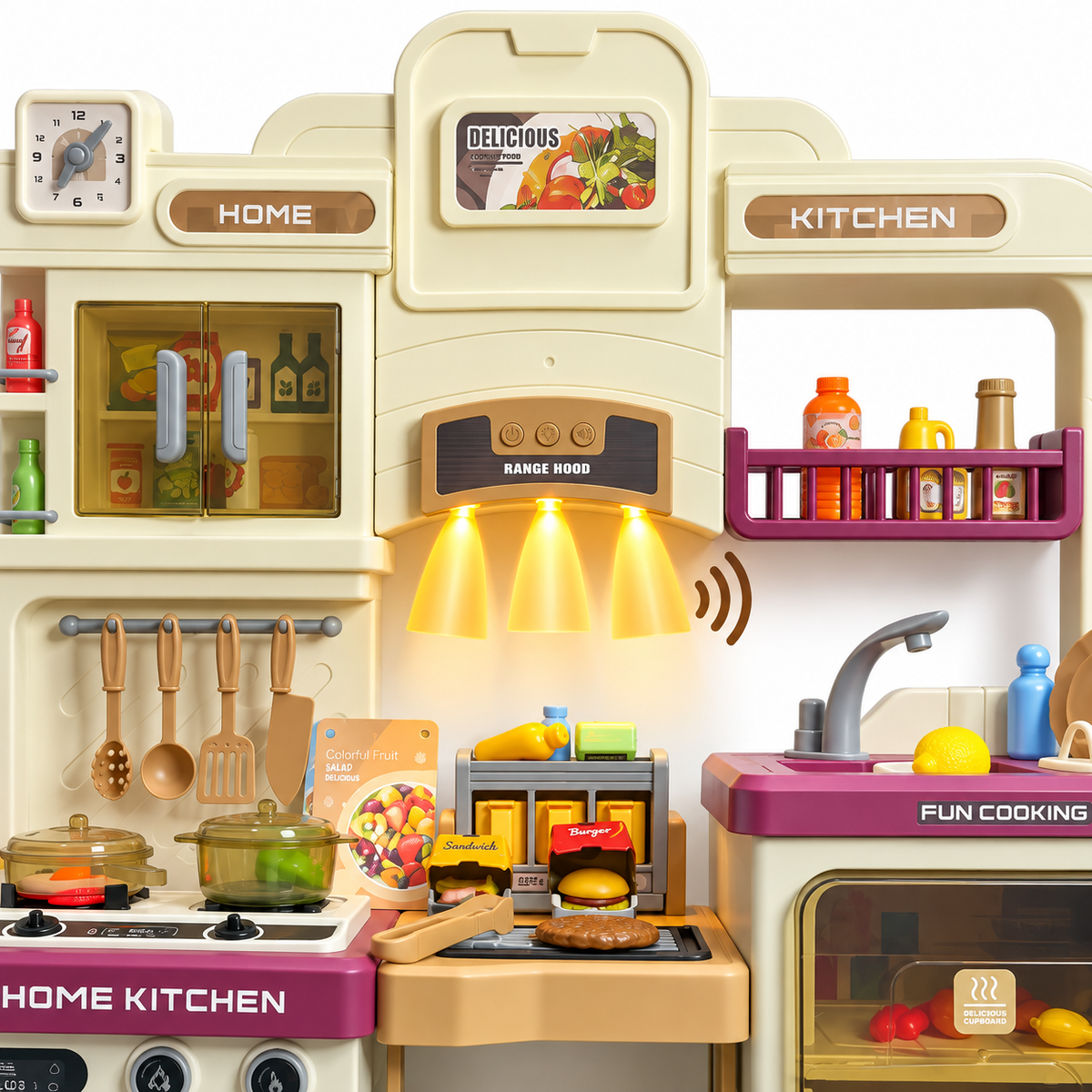 Mega Cocina Infantil 93 Pcs con Parrilla, Luces y Sonidos