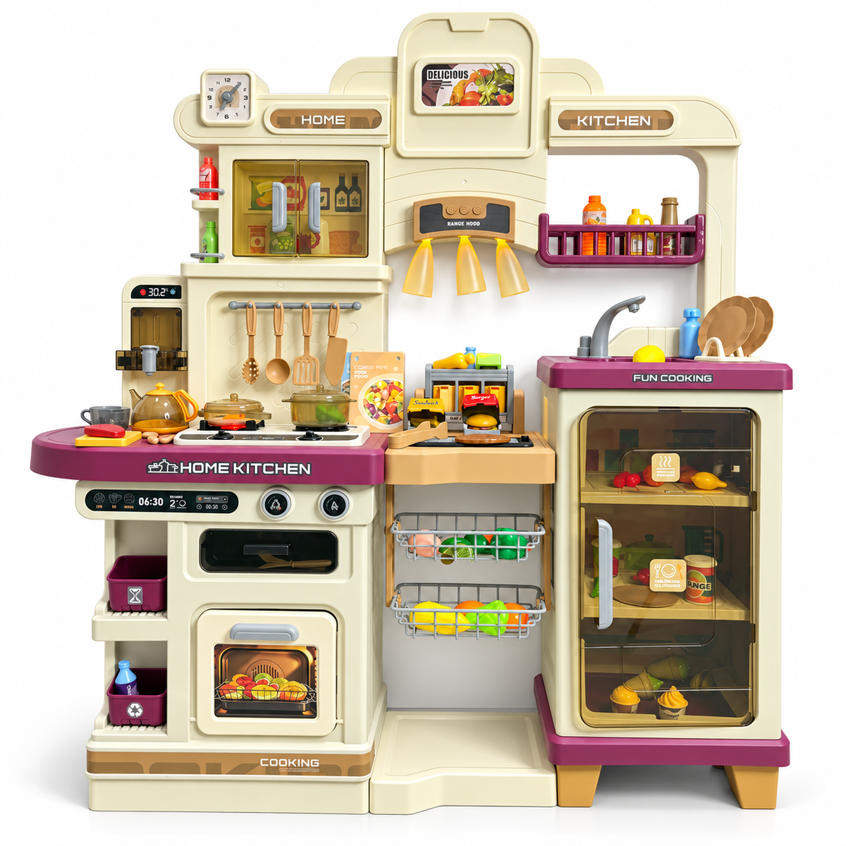 Mega Cocina Infantil 93 Pcs con Parrilla, Luces y Sonidos