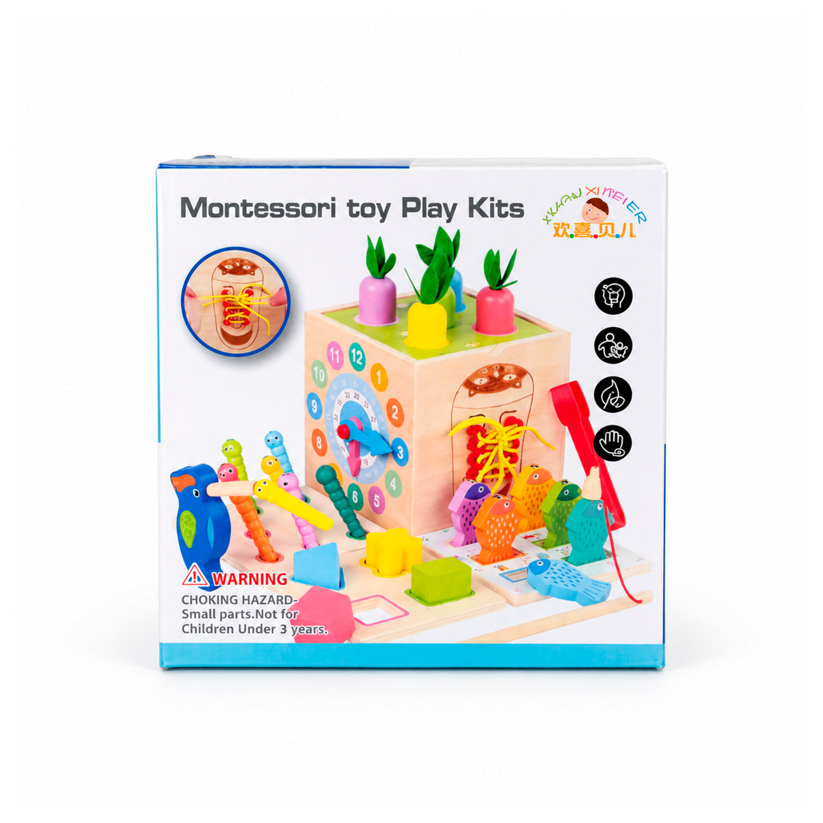 Cubo Montessori de Actividades 8 en 1 de Madera - Didáctico