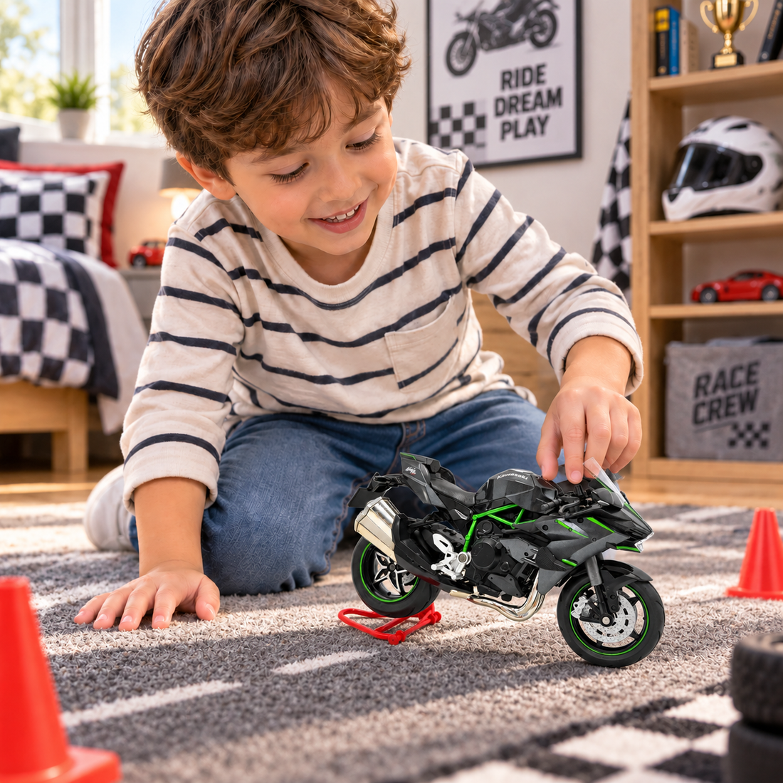 Moto Kawasaki Ninja H2R Escala 1:10 Coleccionable