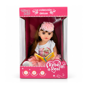 Muñeca Luciana Bebé Realista 55 cm con Accesorios y Control Remoto