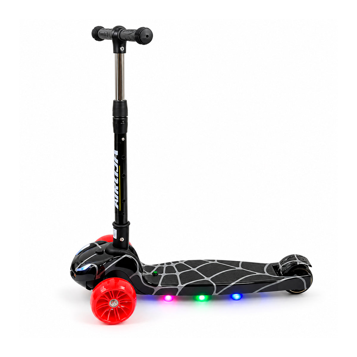Patineta Spiderman 3 Ruedas con Luces y Sonido - Negro y Roja
