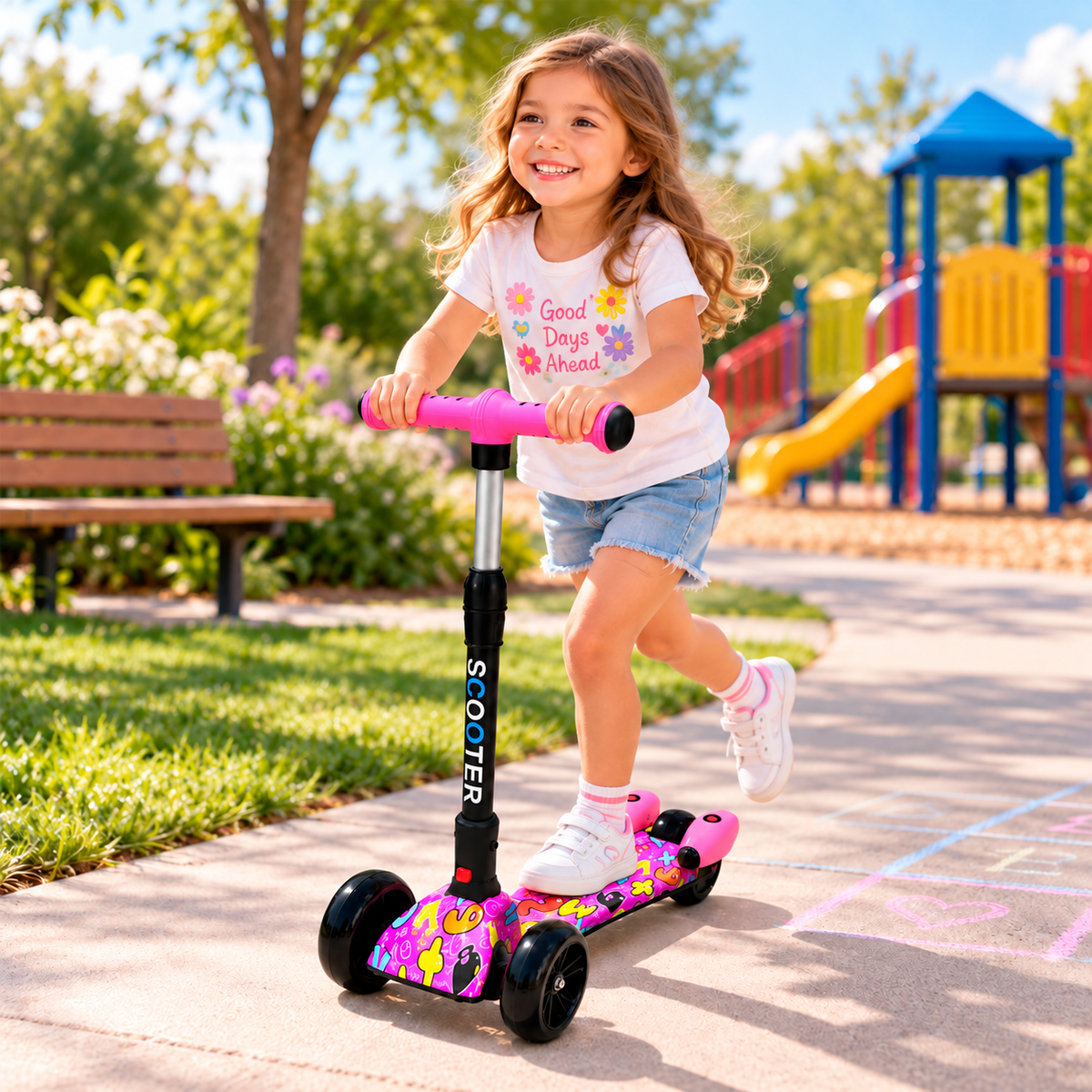 Patineta Scooter Infantil Humo y Bluetooth - Niñas
