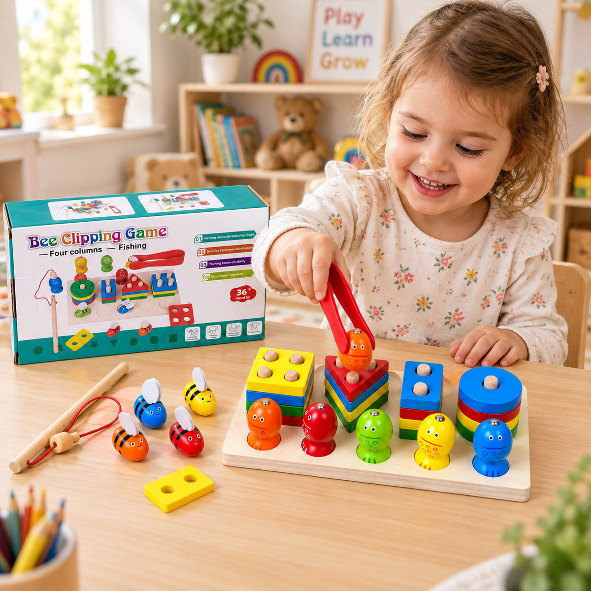 Juego Bee Clipping de Madera  Didáctico