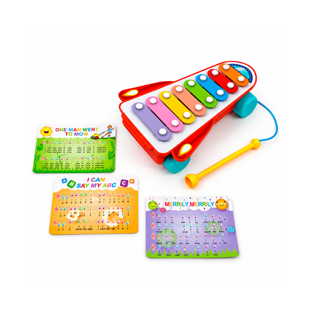 Piano Xilófono Cohete 2 en 1 con Ruedas