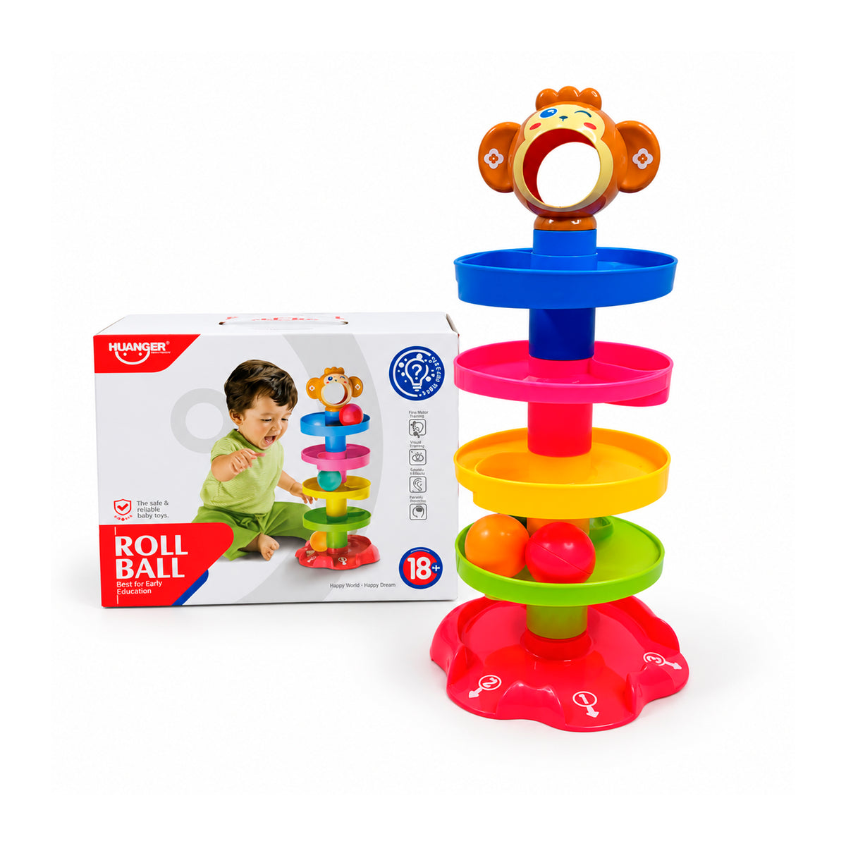 Torre Espiral Monito con Bolas de Colores 5 Niveles