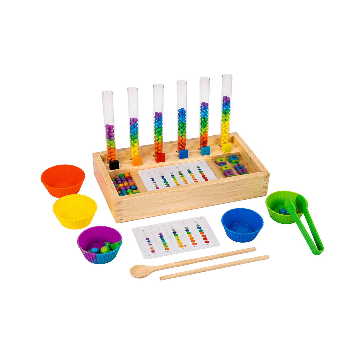 Juego Didáctico Rainbow Beads Clip de Madera Montessori