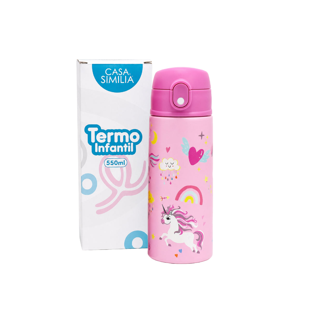 Termo Infantil 550 ML Acero Inoxidable con Pitillo para Niñas