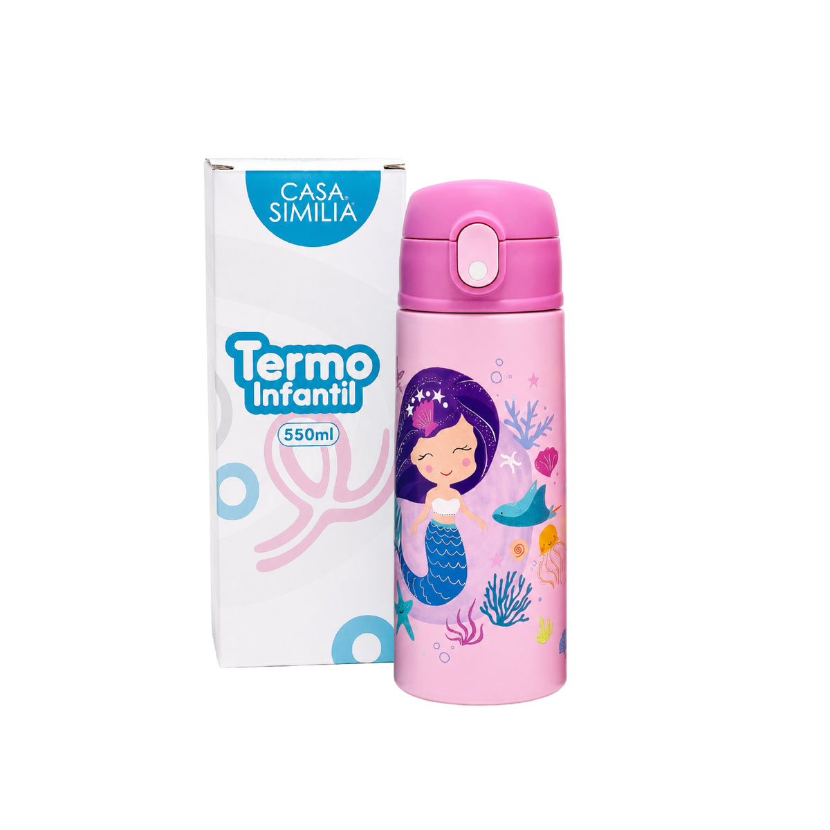 Termo Infantil 550 ML Acero Inoxidable con Pitillo para Niñas