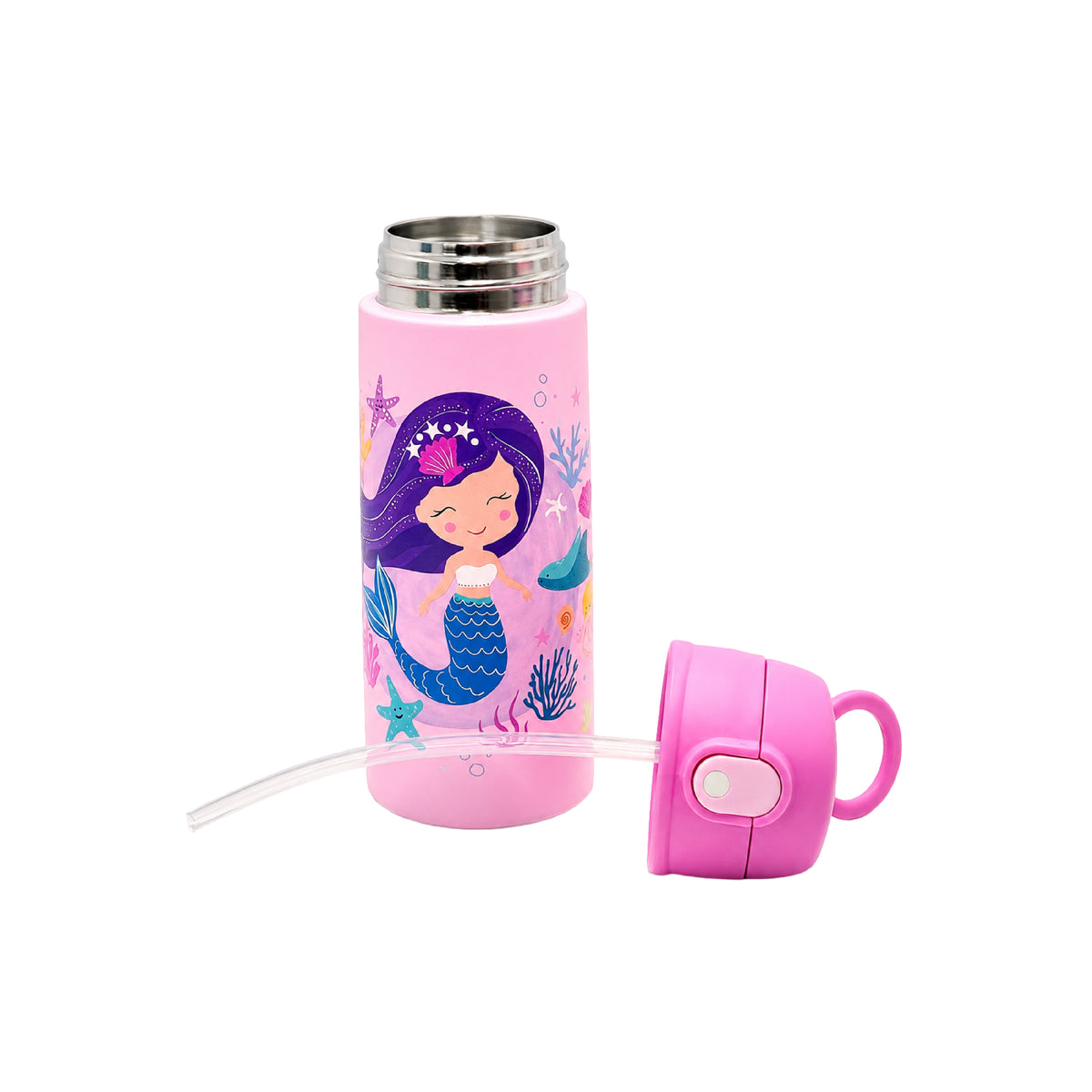 Termo Infantil 550 ML Acero Inoxidable con Pitillo para Niñas