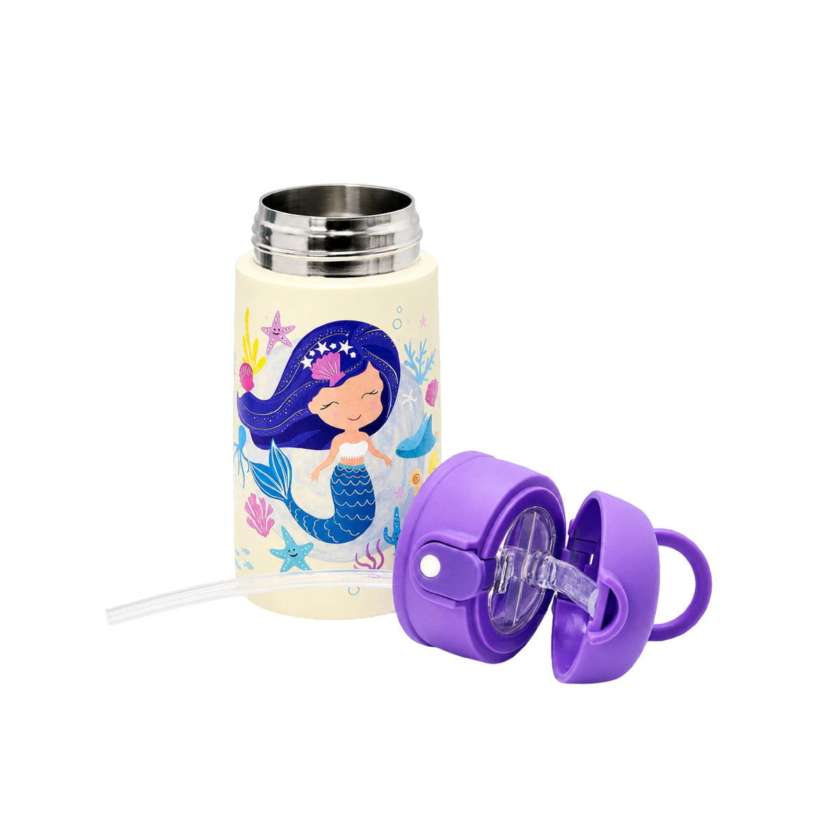 Termo Infantil 400 ML Acero Inoxidable con Pitillo para Niñas