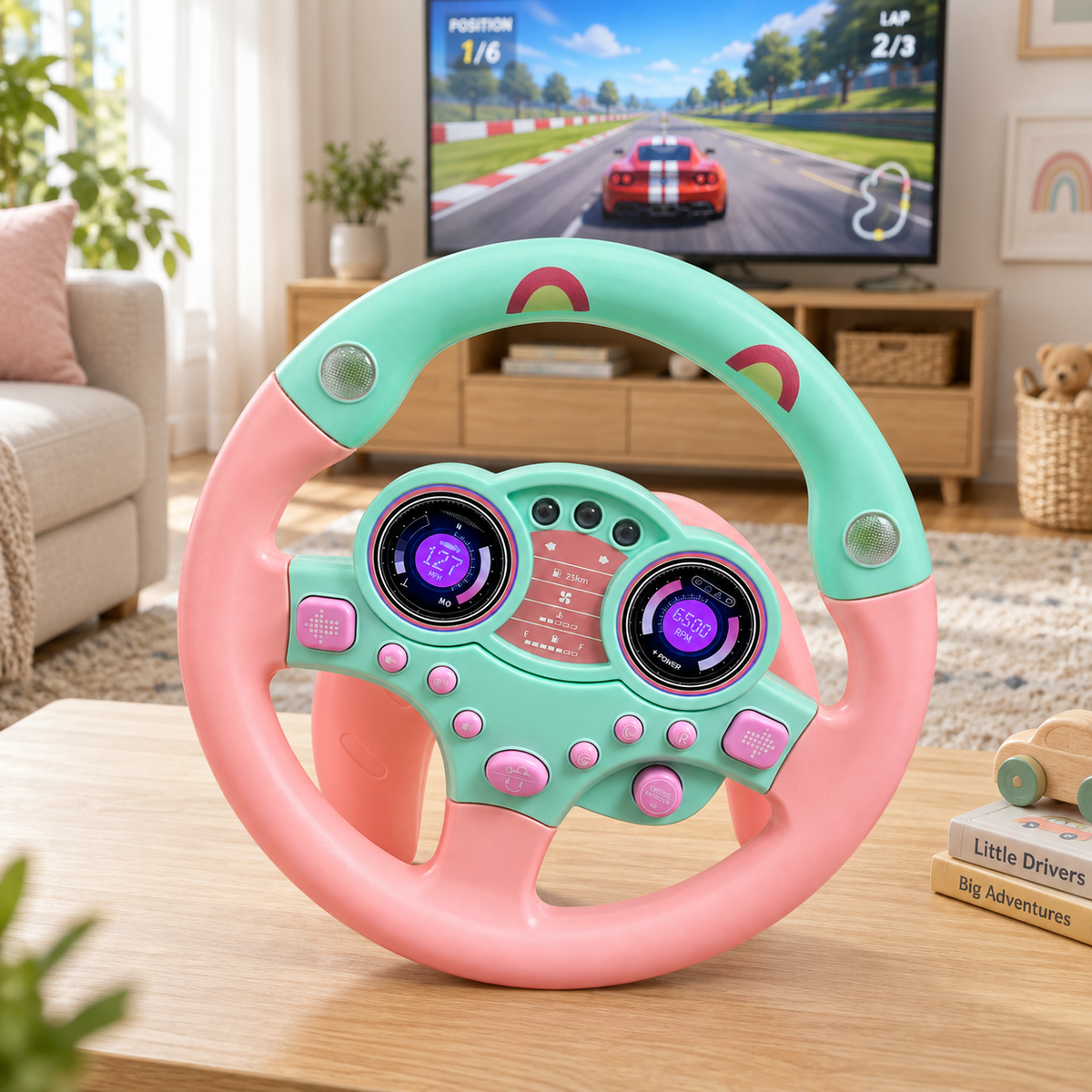 Volante de Juguete Interactivo con Luces y Sonidos 3 Colores