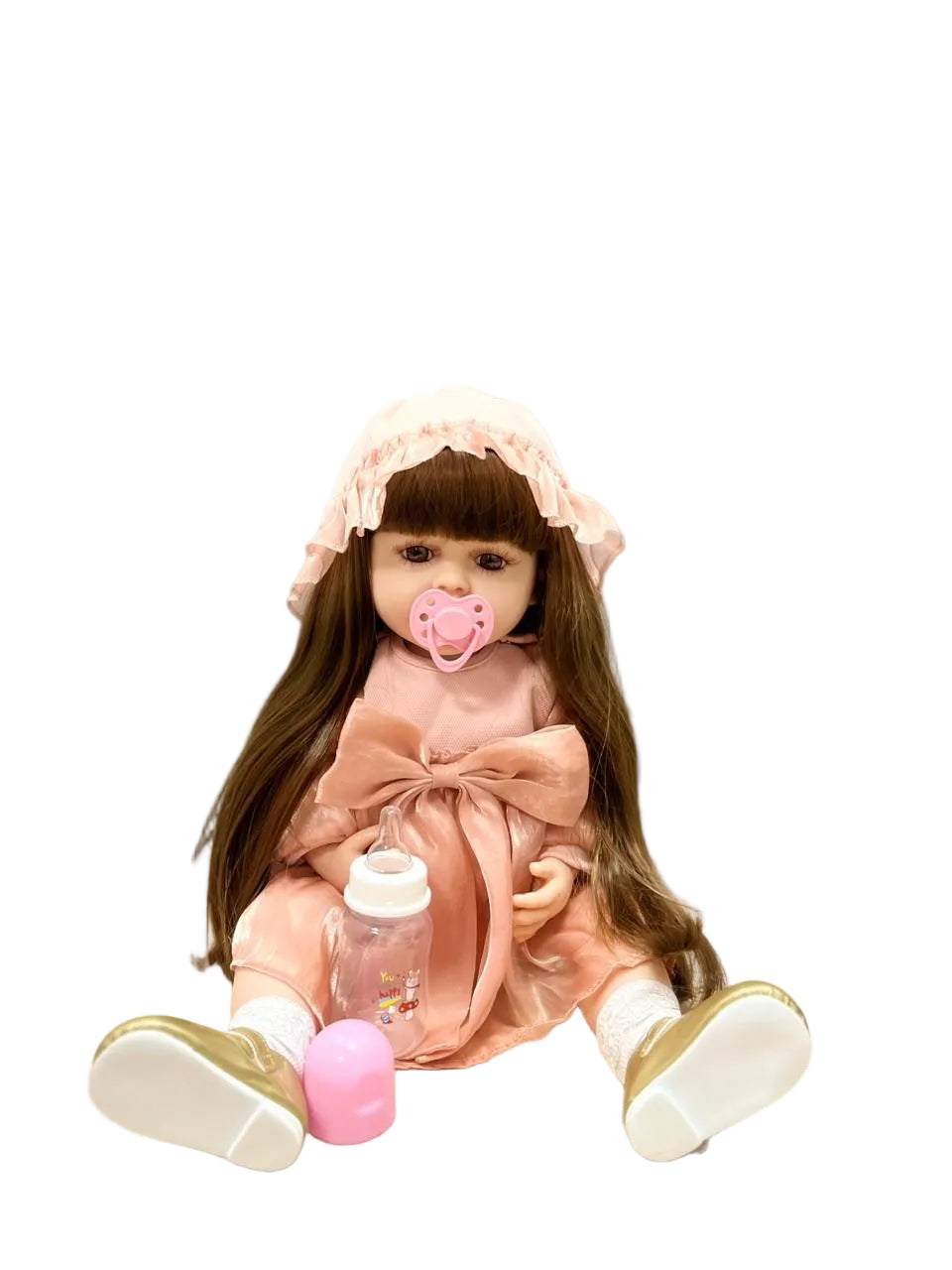 Luna Muñeca Bebé Realista Silicona 55 cm Castaña