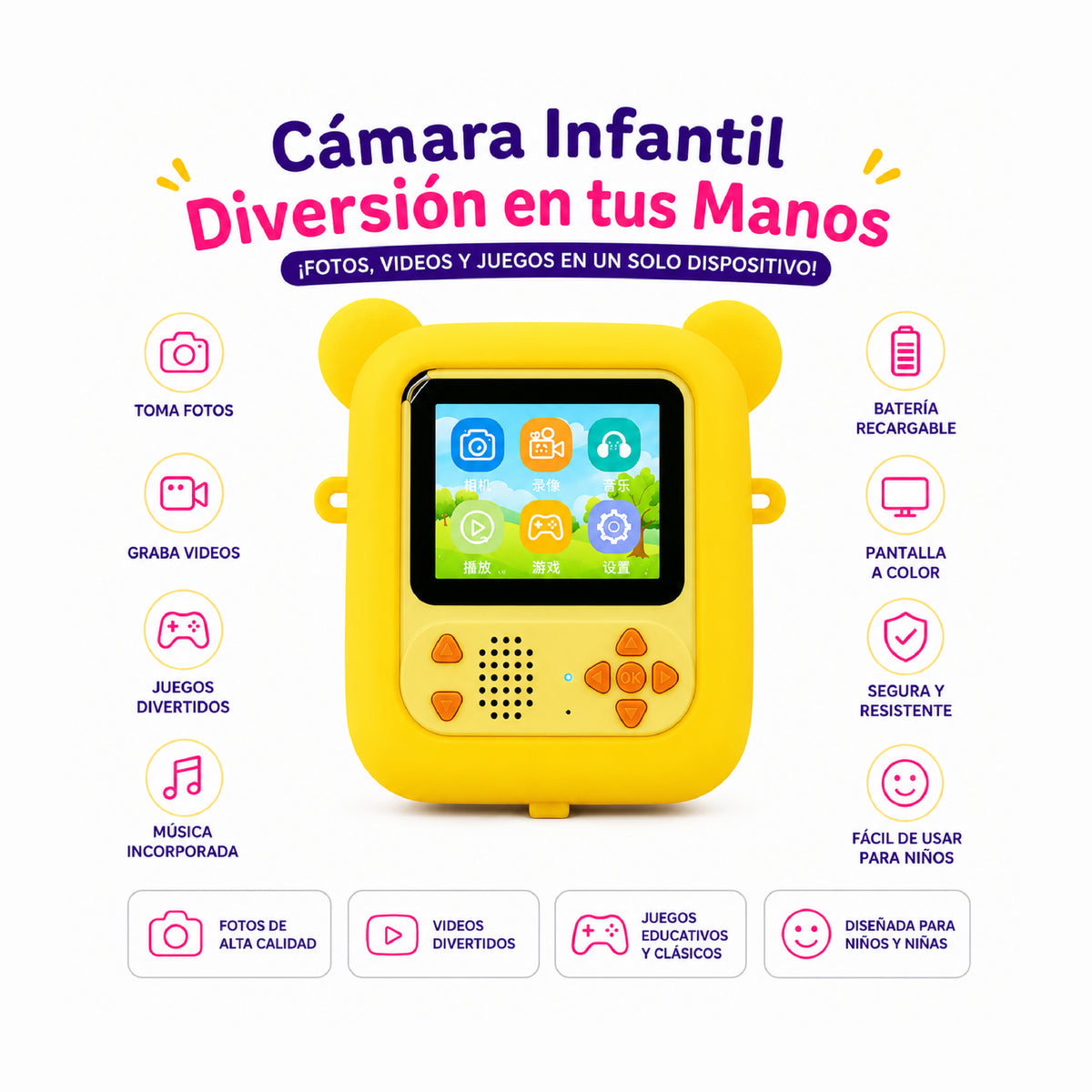 Cámara Infantil con Impresora CPN-1 48 MP Pantalla 2.4" Impresión Instantánea